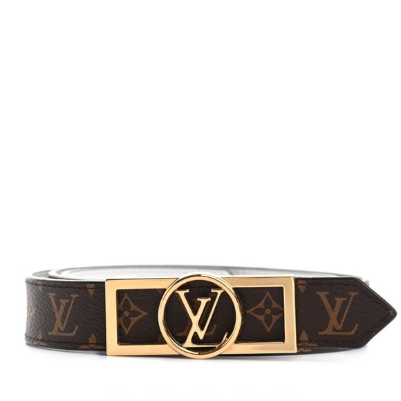 LOUIS VUITTON Monogram Dauphine 25mm Reversible Belt 85 34 White & LV Brown Tan - Picture 1 of 12